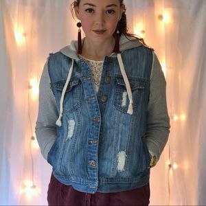 Forever 21 Jean and Sweatshirt Hooded Jacket